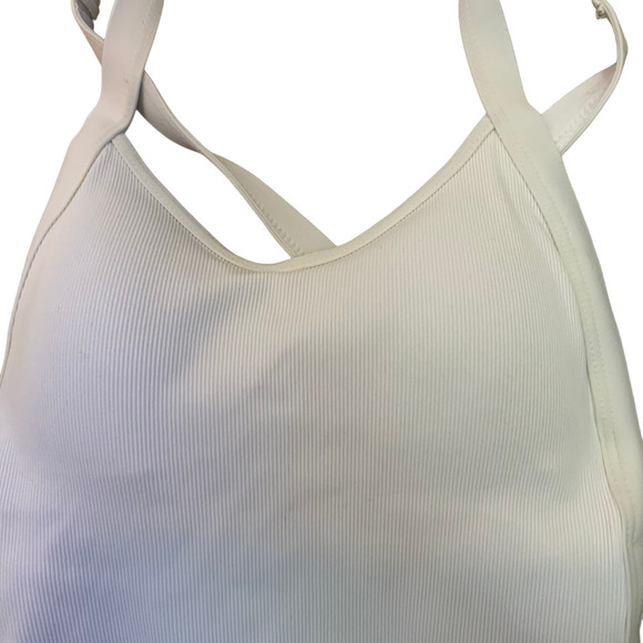 L*Space White Ribbed High Cut Leg One Piece Swimsuit sz 6 NWOT - Picture 3 of 10